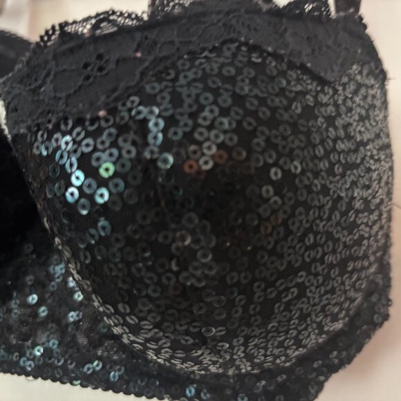 🖤 Aerie Black Bra w/ Iridescent Blue Sequins – Size 34C ✨ - Picture 4 of 5